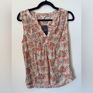 Lucky Brand Red and Cream Paisley Blouse